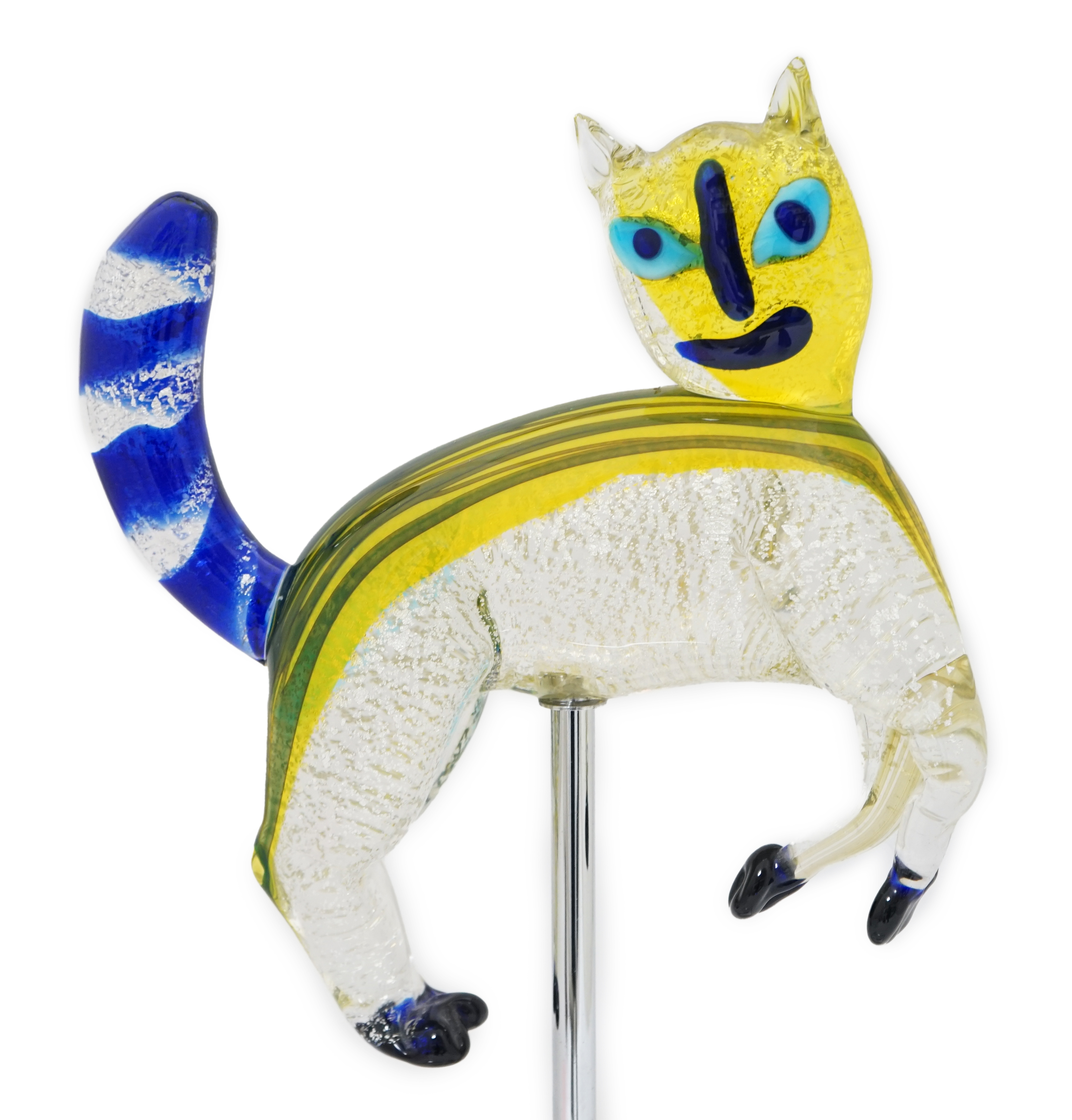 A Murano cat on stand, manner of Alfredo Barbini